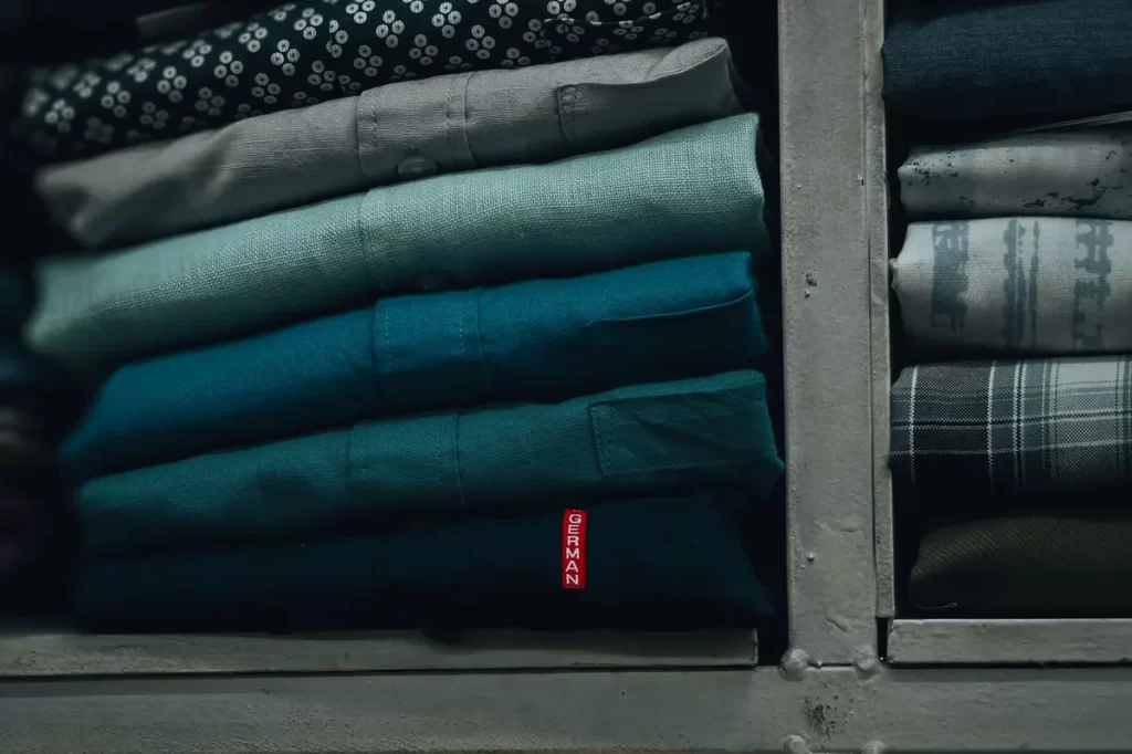 Stack of folded shirts for branded corporate clothing